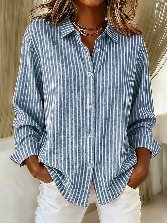 Women's Casual Shirt Button Up Shirt Blouse Print Striped