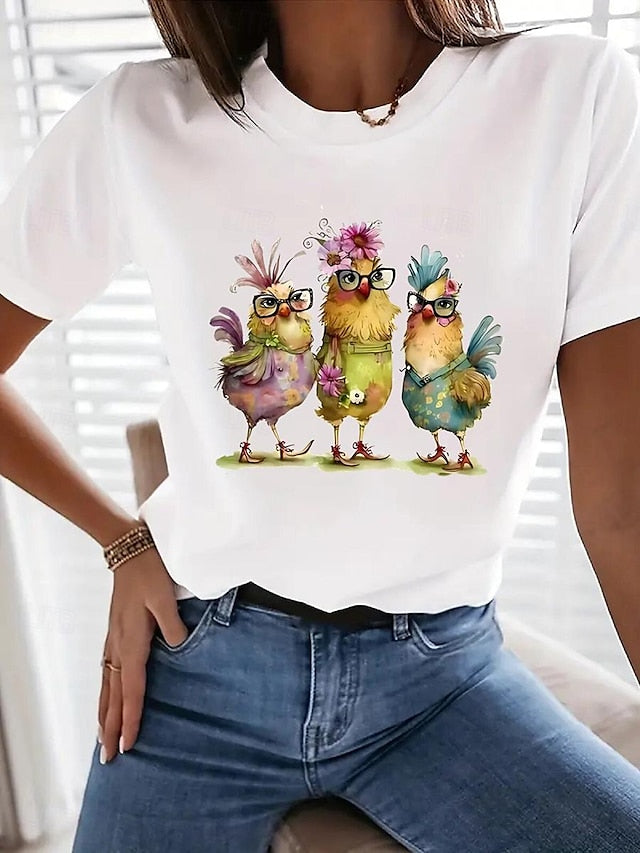 Women's T shirt Tee 100% Cotton  Daily Casual Short Sleeve