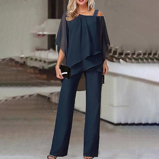 Women's Shirt Pants Sets Wide Leg Pants Trousers Jumpsuit