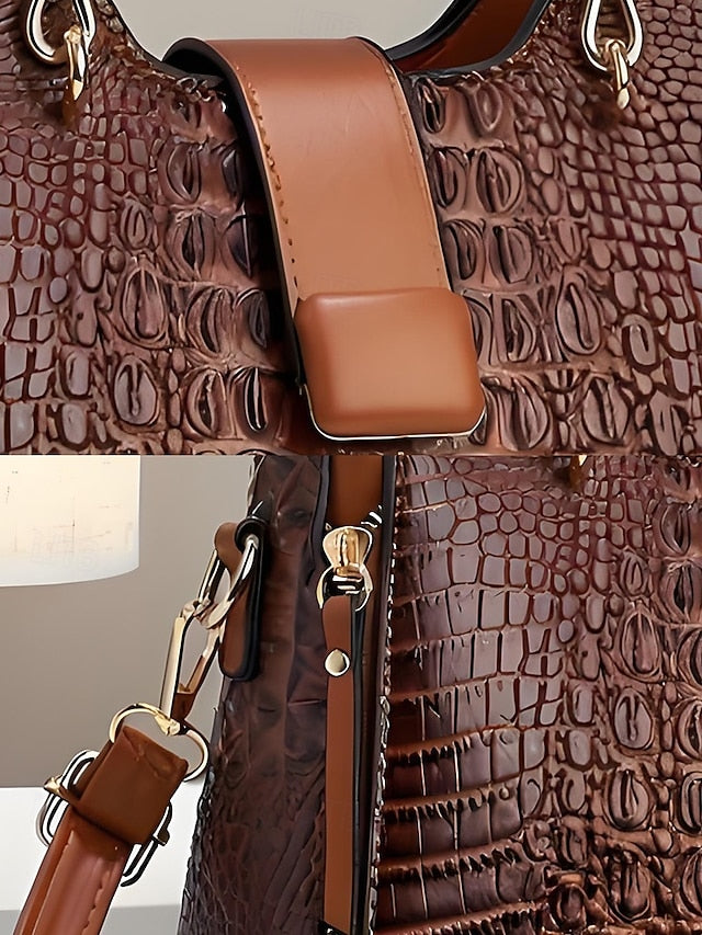 Women's Croc-Embossed Top-Handle Satchel – Structured