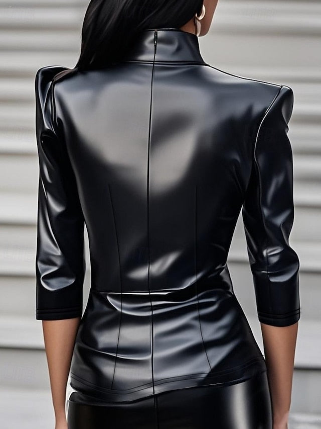 Women's Blouse Tight Tops Solid Color Stylish Casual Long