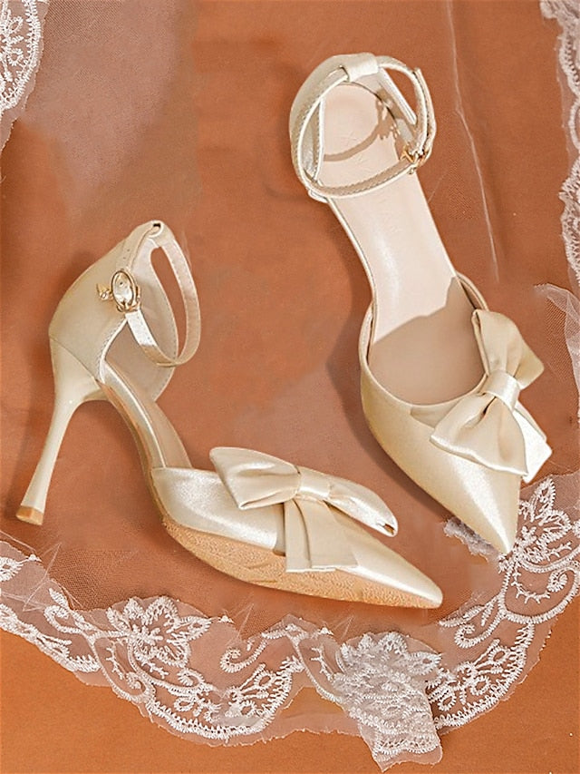 Ankle Strap Women's Champagne Pumps Classy – Bow Pointed