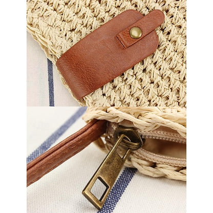 - Crossbody Women’s Chic Strap with Woven Straw Bag Leather