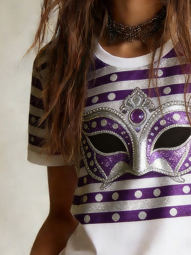 Carnival Mardi Gras Women's T Shirt Tee Top Print Graphic