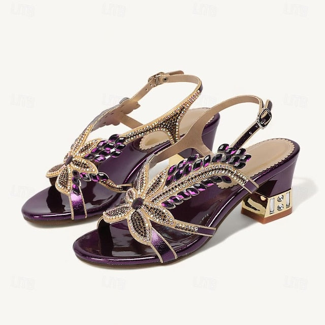 Round Rhinestone Women's Sandals Party Toe Shoes Wedding