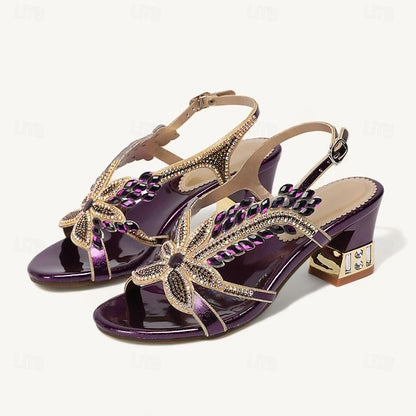 Round Rhinestone Women's Sandals Party Toe Shoes Wedding