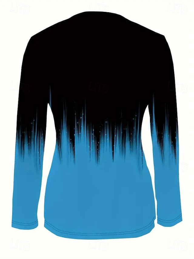 Women's T Shirt Quarter Zip Long Sleeve Casual Graphic