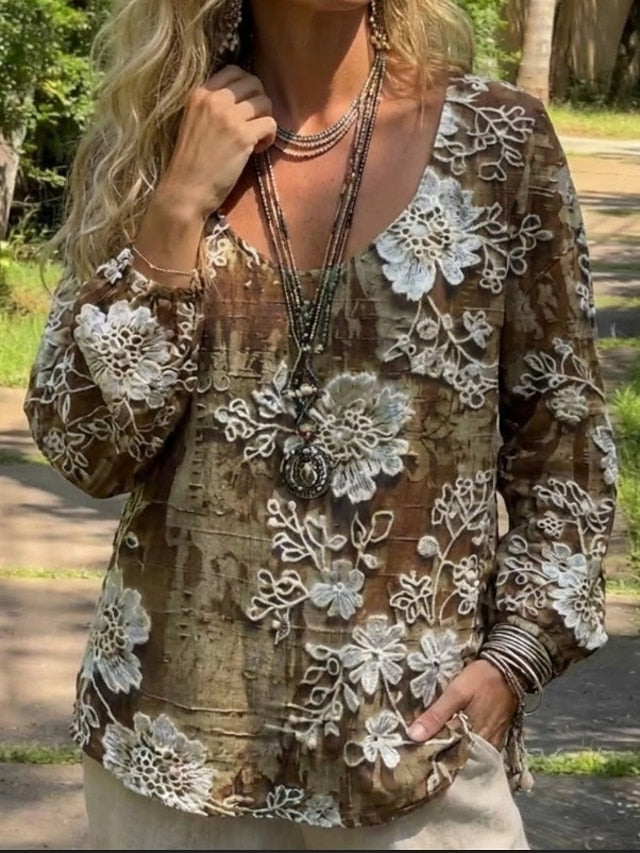 Women's Shirt Blouse Print Floral Graphic Bohemia Stylish