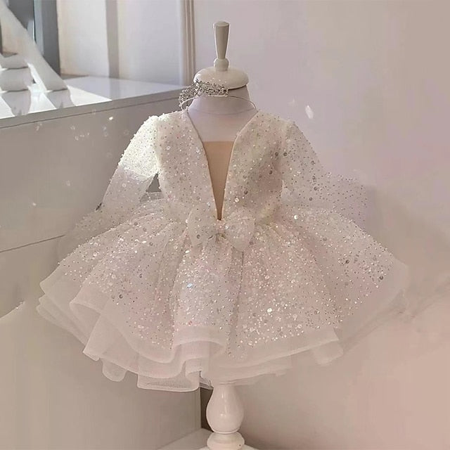 Dress Long Kids Sequin Flower Girls' Party Girl