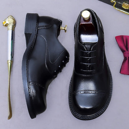 Cap First Shoes Oxford Leather Genuine Men's Toe