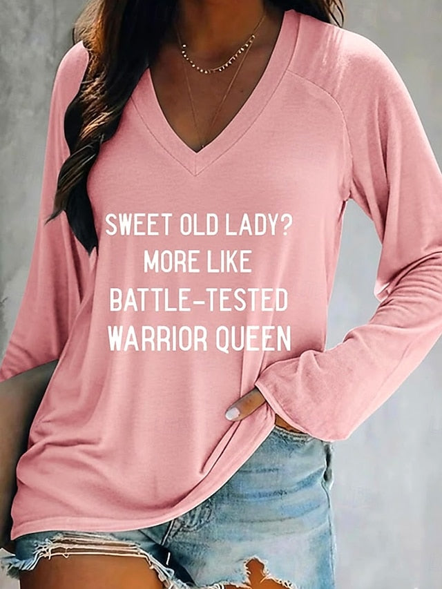 Women's T shirt Long Sleeve V Neck Long Sleeve Graphic