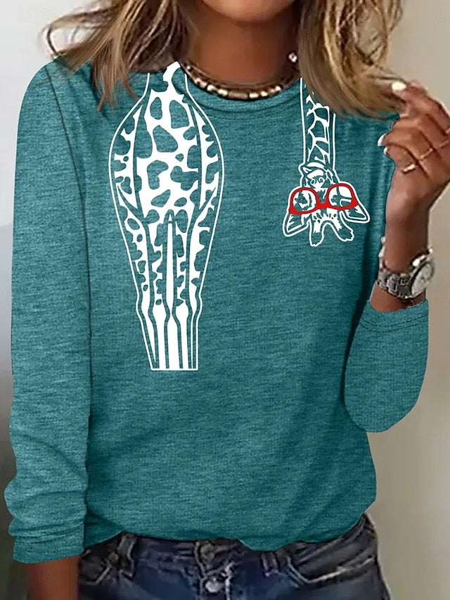 Women's T Shirt Print Graphic Animal Giraffe Vintage