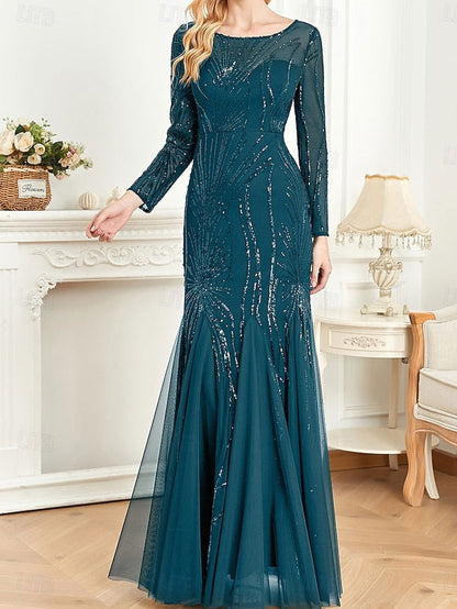 Crew the Party Floor Bride Dress of Mother Elegant Neck