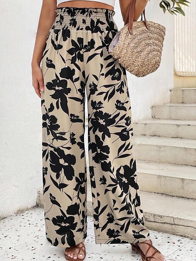 Women's Slacks Pants Trousers Boho Full Length Natural