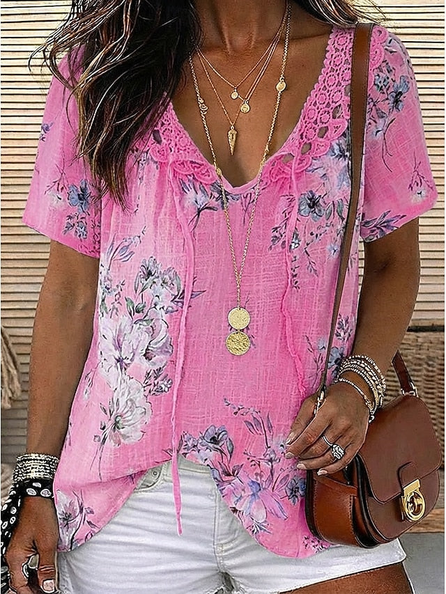 Women's Blouse Chiffon Tops Lace Tops Lace Floral Stylish