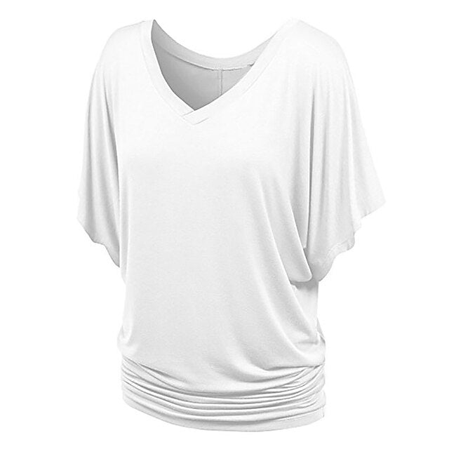 Women's Plus Size T Shirt Burgundy Tee Streetwear Casual