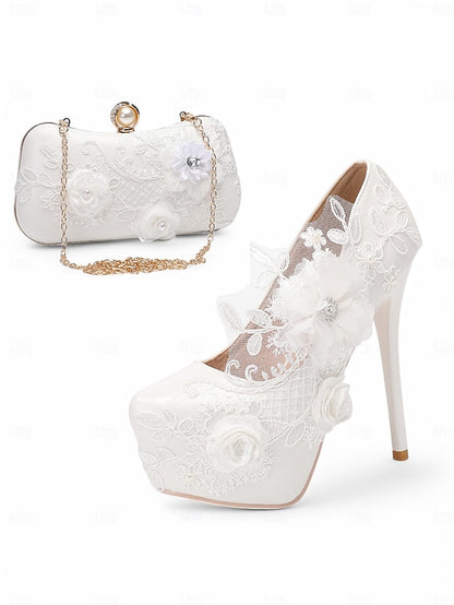 White Shoes Wedding with Floral Lace Embellishments