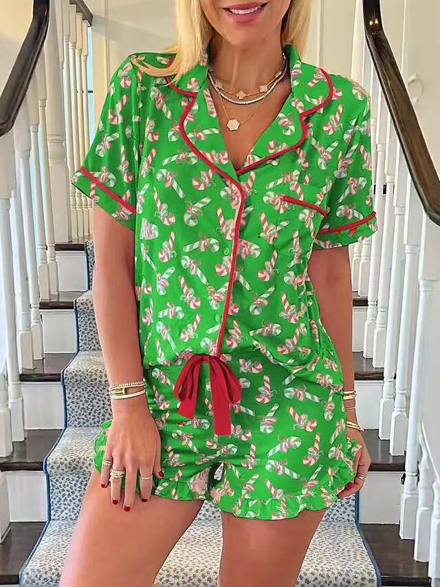 Santa Claus Sleepwear Pajamas Satin Pajama Women's Cosplay