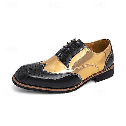 and with Men's Oxford Patent Shoes Gold Leather Black