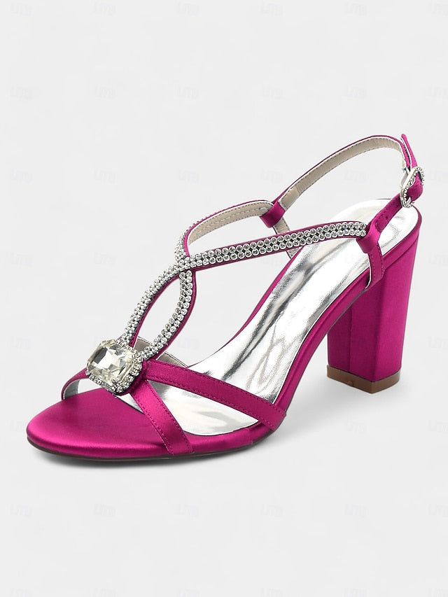 Rhinestone Sandals Blue Royal Satin – Elegant Women's