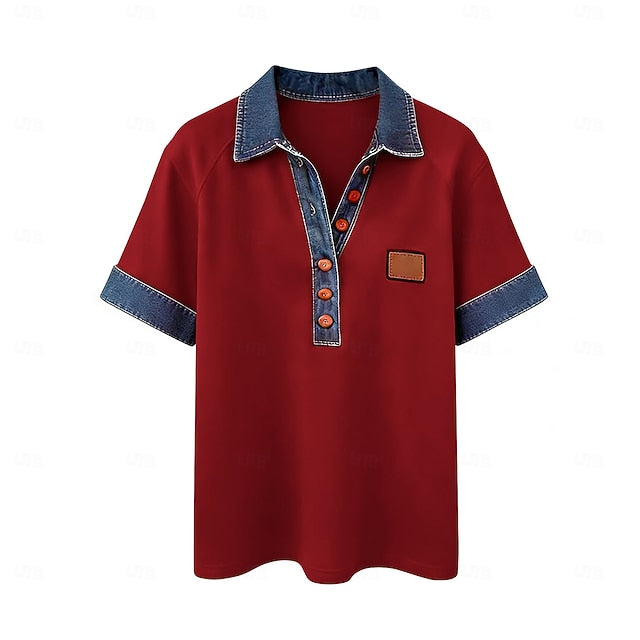 Women's Button Down Shirt Casual Shirt Blouse Buttons Solid