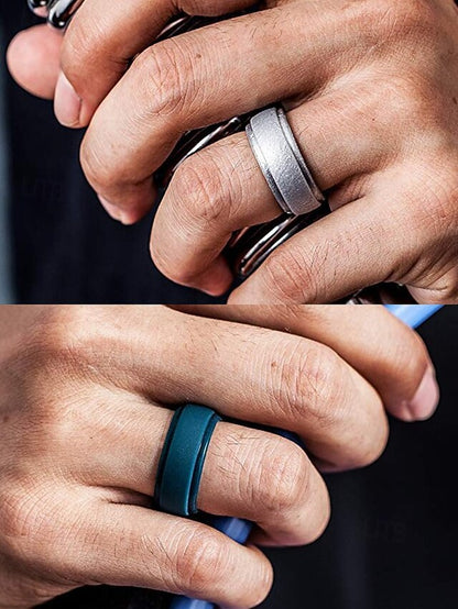 for Comfortable Silicone Durable Ring Men Black – Matte