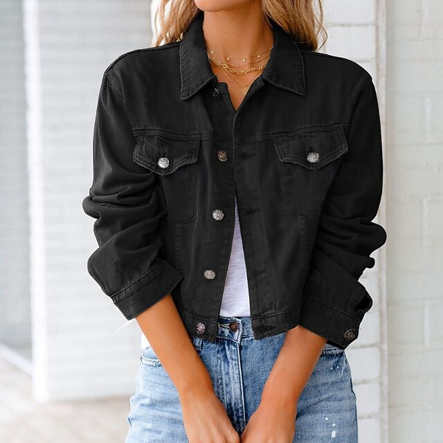 Women's Blouse Pocket Buttons Plain Stylish Long Sleeve