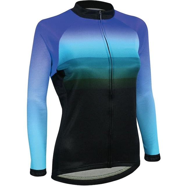 Women's Cycling Jersey Gradient Long Sleeve Bike Jersey Top