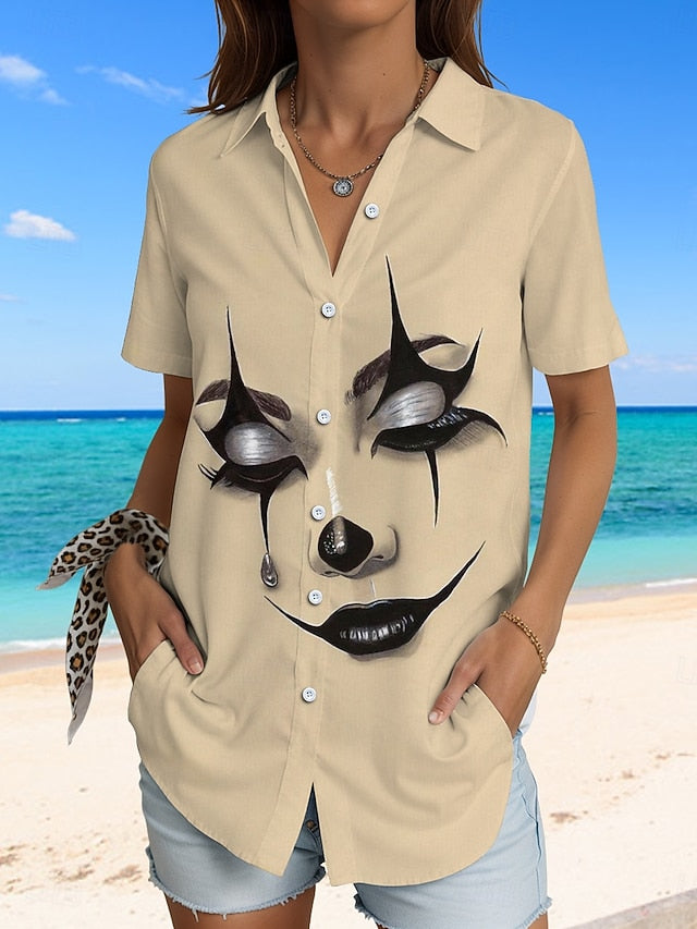 Women's Shirt Long Sleeve Button Down Blouse Graphic 3D
