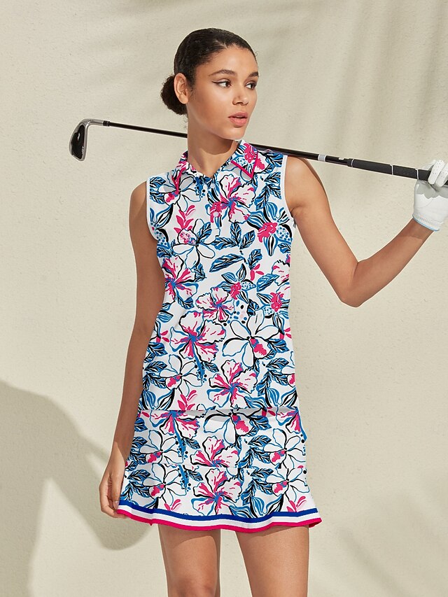Women's Golf Polo Shirt Pink Sleeveless Top Ladies Golf