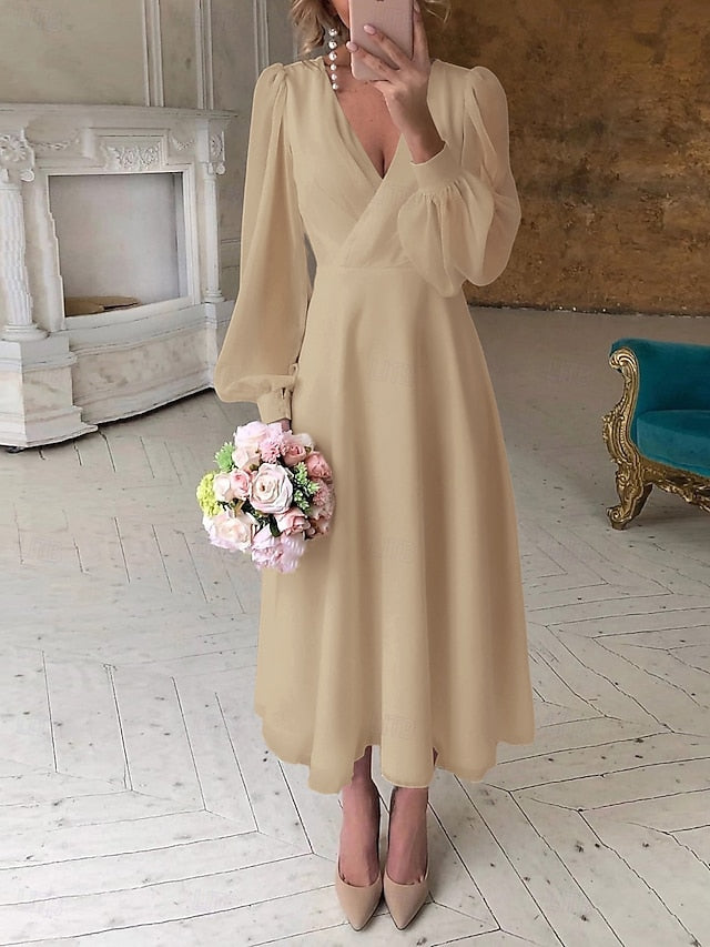 A-Line Ankle Length Little White Dress Party Dresses Bridal