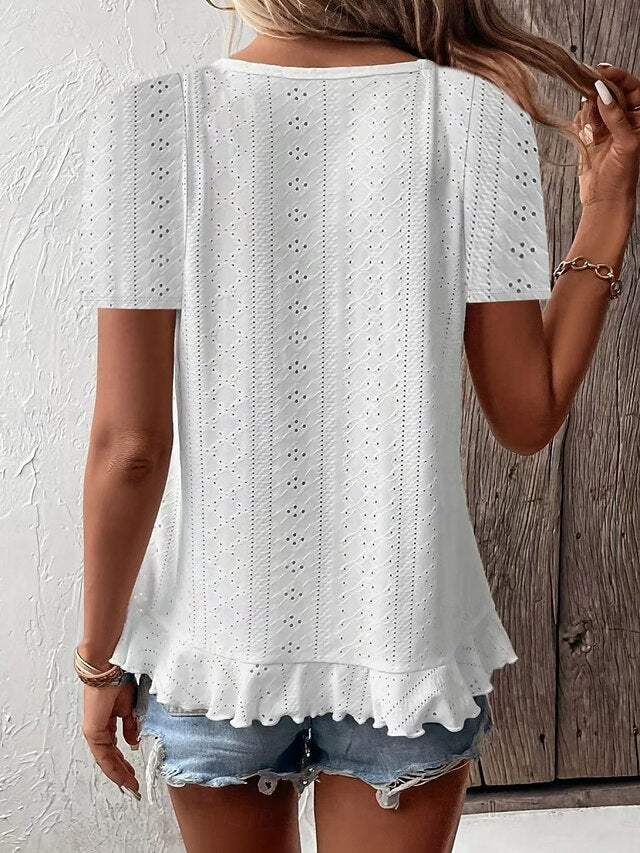 Women's T Shirt Solid Color Plain Basic Casual Short Sleeve