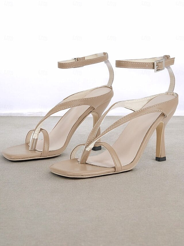 Women's – Strappy Stiletto Elegant White Sandals