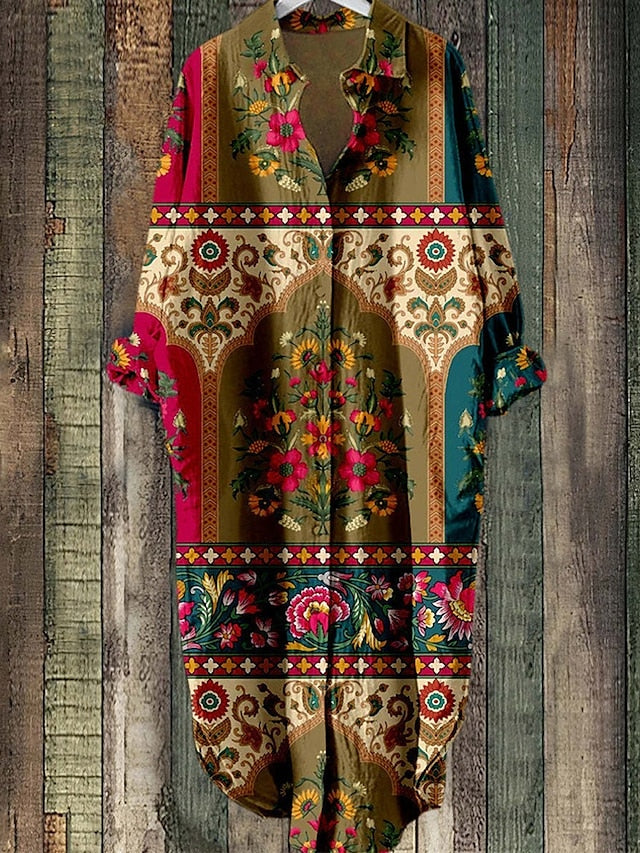 Women's Midi Dress Shirt Dress Casual Dress Boho Dress
