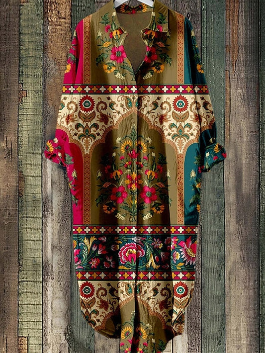 Women's Midi Dress Shirt Dress Casual Dress Boho Dress