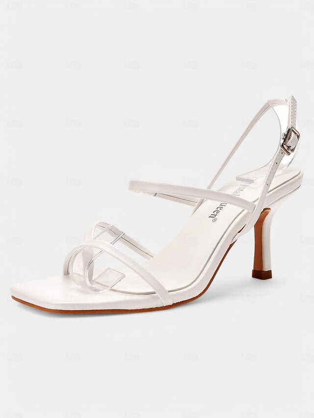 Heel Square Toe for High Women Minimalist Nude Sandals Strappy -