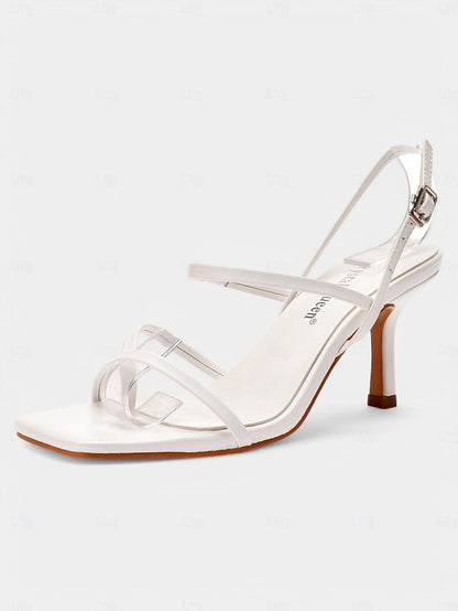 Heel Square Toe for High Women Minimalist Nude Sandals Strappy -