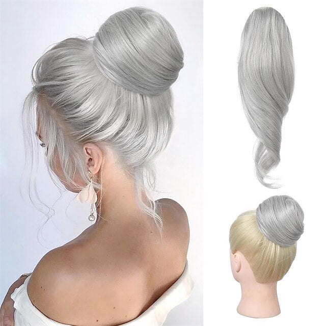 Messy Hair Bun Top Knot Clip in Bun Fake Hair Bun Ponytail