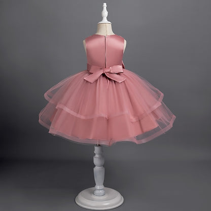 Dress Toddler Sleeveless Party Girls' Solid Color