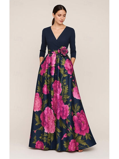 Gown Bride Evening of A-Line the Print Elegant Mother Floral