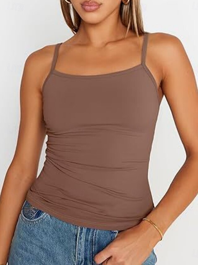 Women's Tank Top Sleeveless Shirt Tee Top Solid Color
