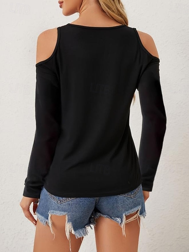 Women's Blouse Stylish Modern Cut Out Long Sleeve Regular