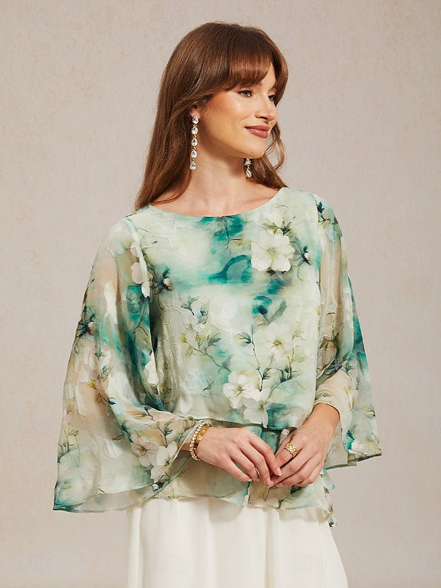 Women's Blouse Chiffon Tops Lace Tops Lace up Layered