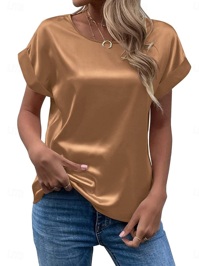 Women's T Shirt Plain Fashion Basic Modern Short Sleeve