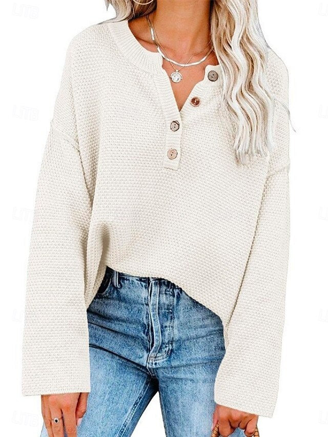 Women's Blouse Buttons Solid Color Tropical Casual Long