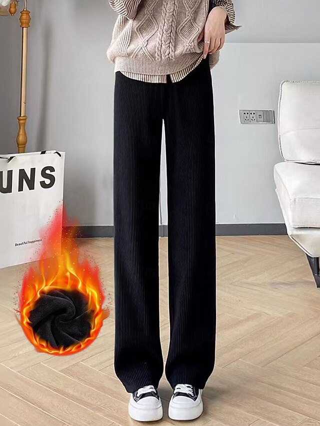 Thick wide leg pants for autumn and winter high waisted loose