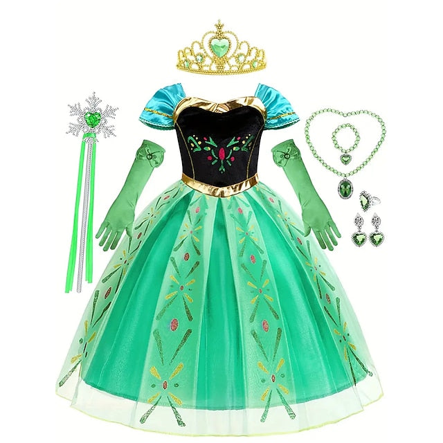 Theme Party Princess Fairytale Girl Frozen Anna Flower Dress