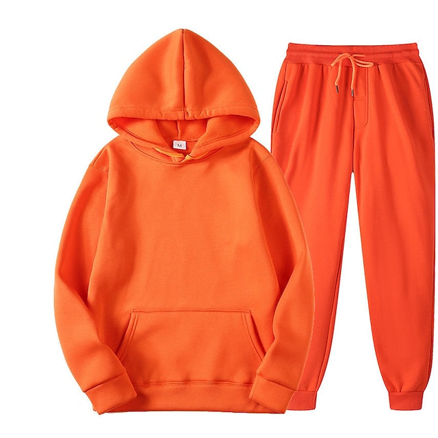 Women's Solid Color Hoodie Jogger Tracksuit Set Long Sleeve