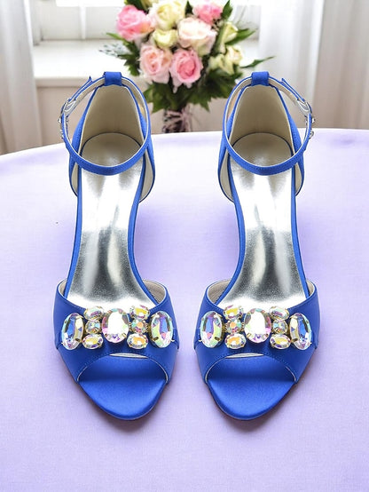 Strap Ankle Satin Women's Toe and with Open Heels Black