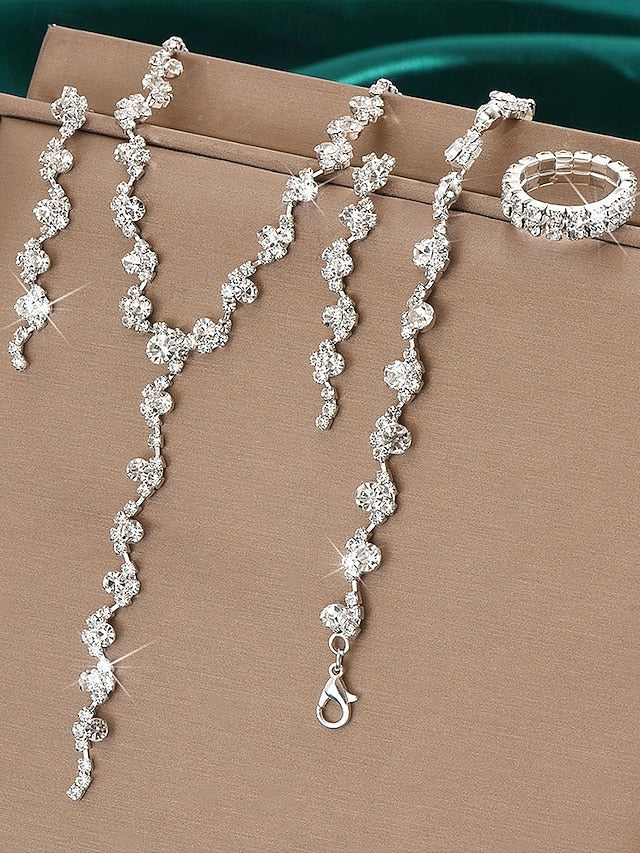 Jewelry Rhinestone Gold Set Necklace – Elegant